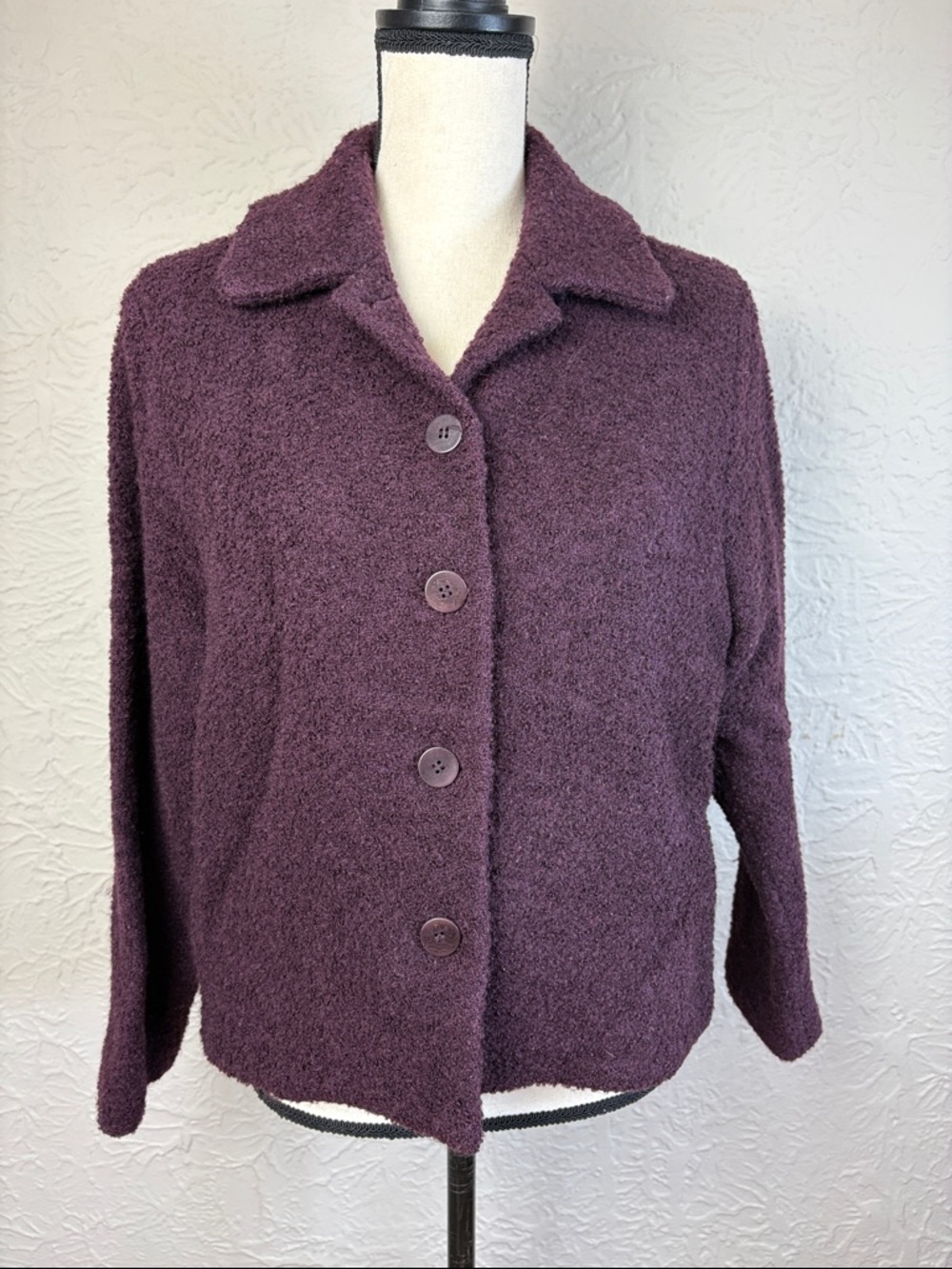 Vintage Eileen Fisher Wool Boucle Buttoned Jacket